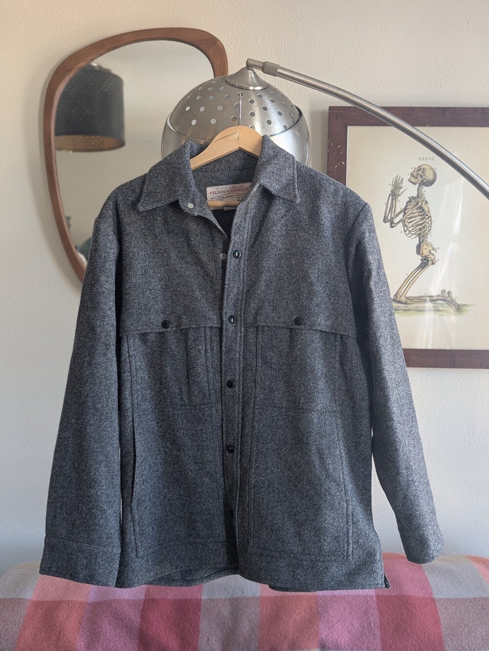 Pre-1981 Filson Mackinaw Cape Coat Lot 95 — Gray, Size Medium